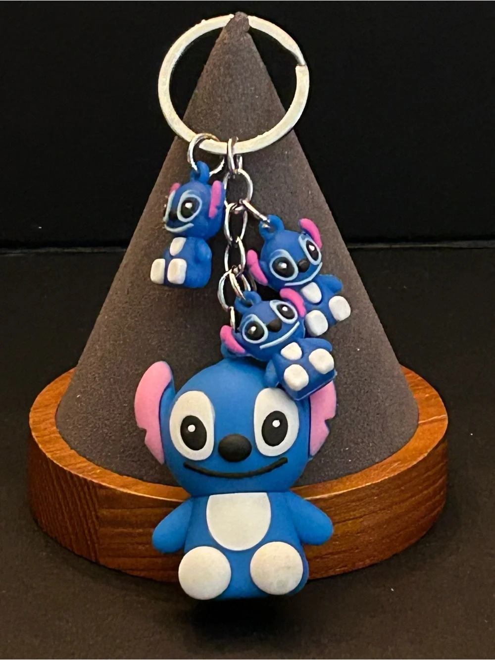 Blue Stitch 4 Characters Backpack Bag Charm Keychain with Mini Charms Brand New